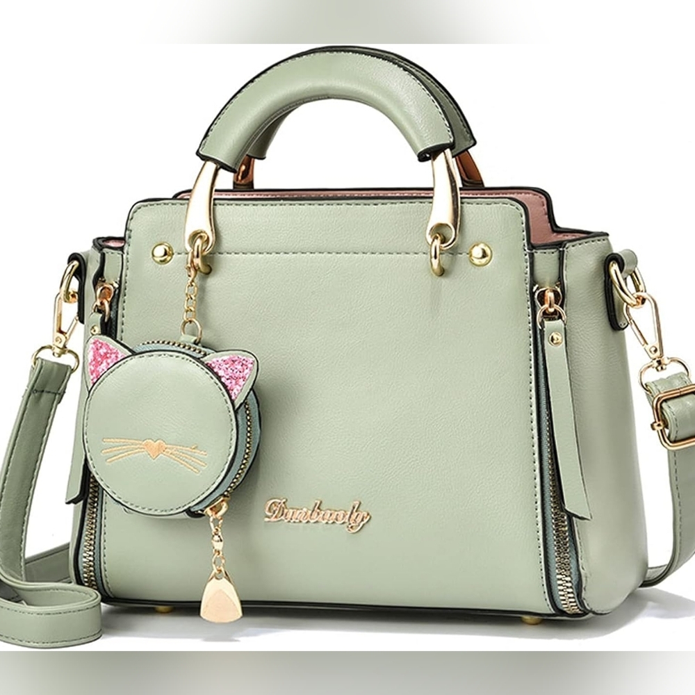 Danbaoly faux leather top-handle handbag in mint green
